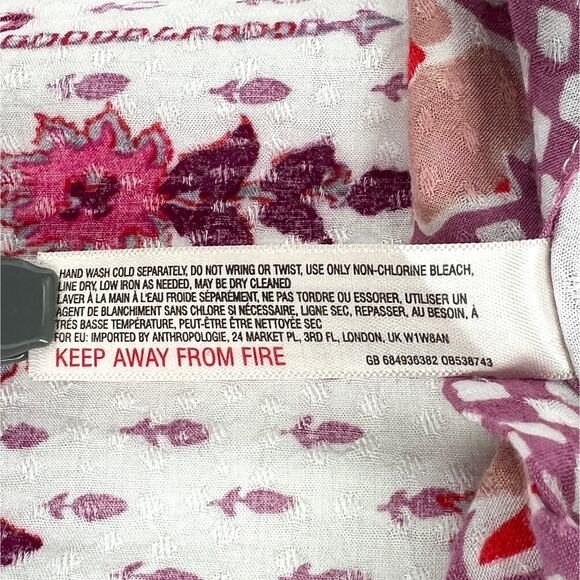 ANTHROPOLOGIE LILKA Kalyse Printed Kimono Women Ones Size White Pink Floral Boho - Picture 12 of 13